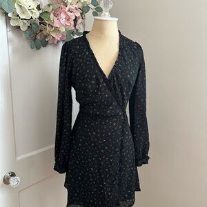 Francesca’s Black Floral Wrap Dress